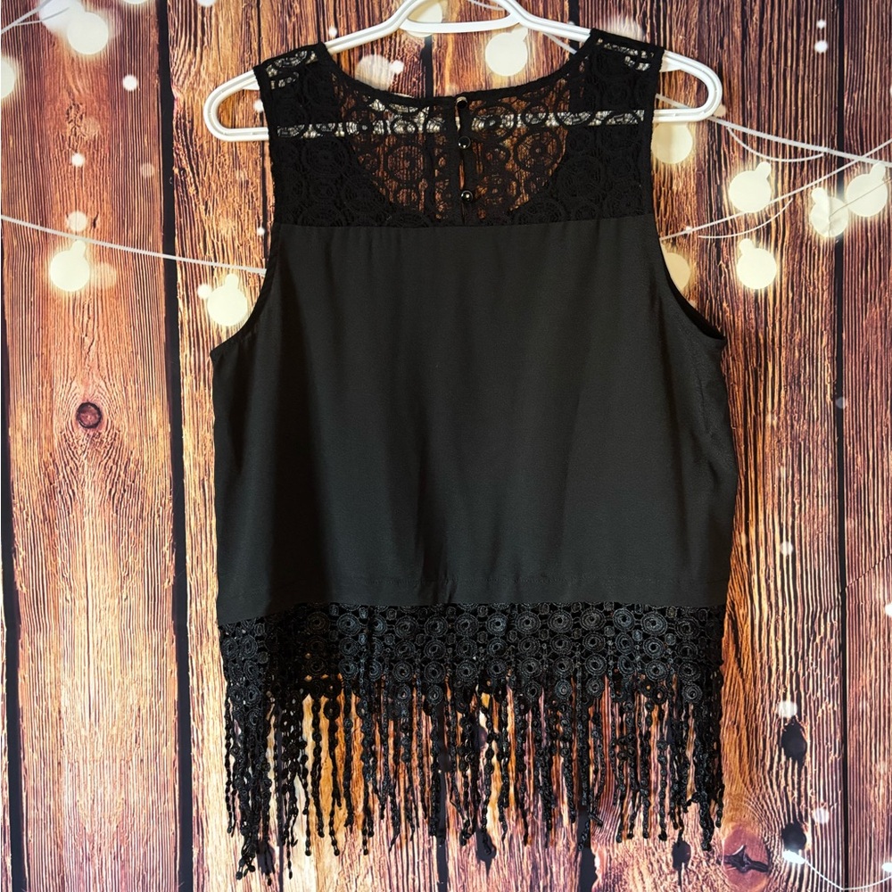 Monteau Black Lace Sleeveless Top